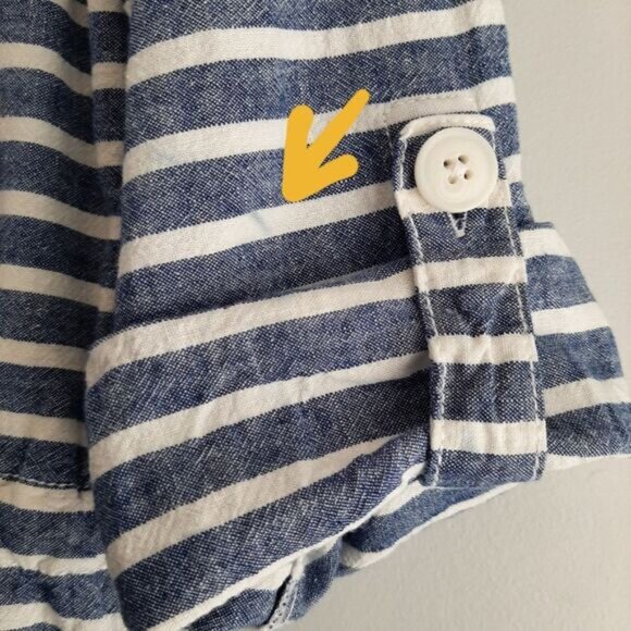 JOE FRESH Button Down Light Shirt Jacket Utility Roll-Up Sleeves Stripes Sz M - Picture 13 of 16